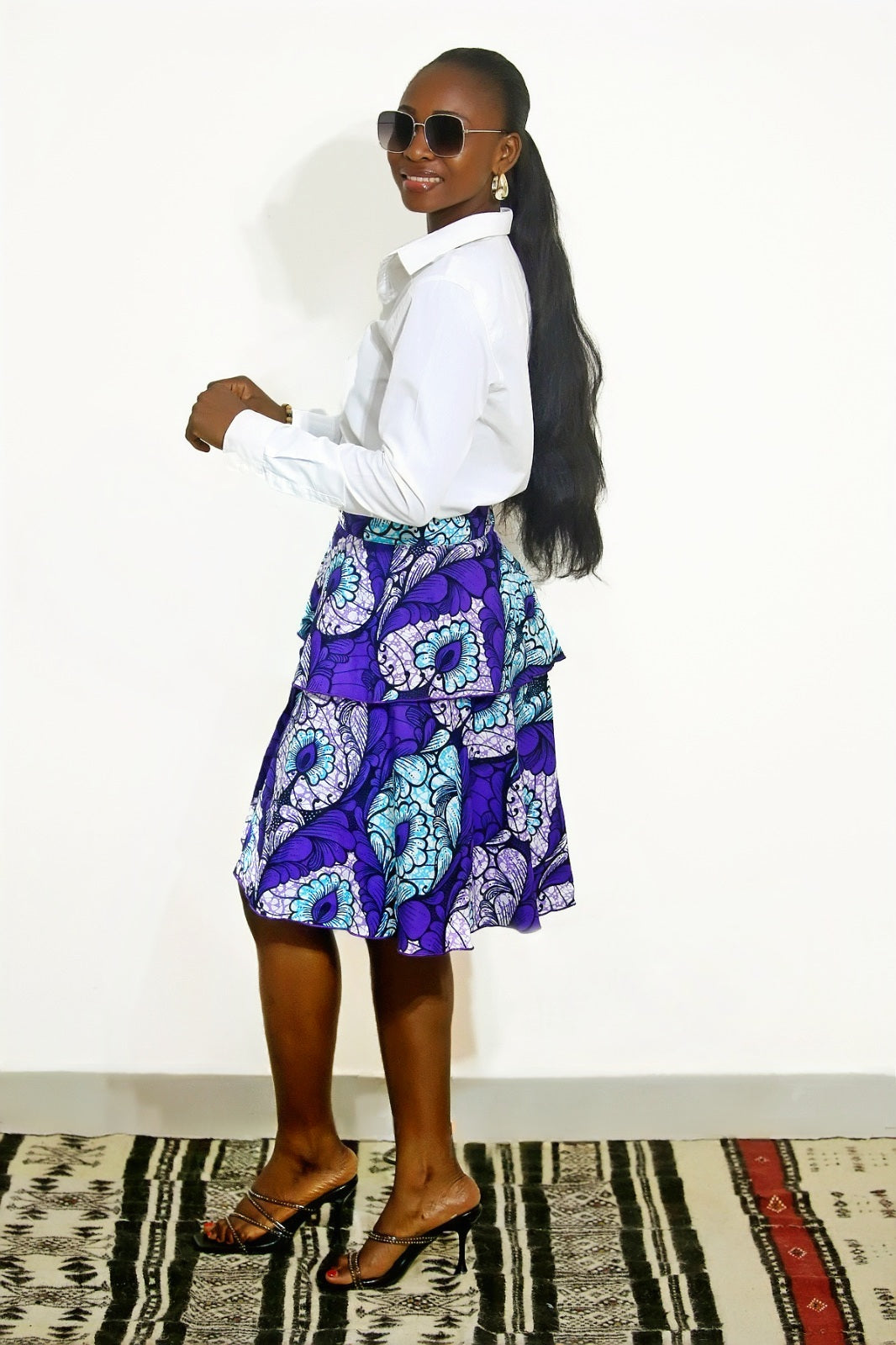 Amy African Prints Layered Skater Skirt