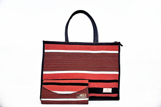 Elise African Woven Cotton Tote Bag with Clutch