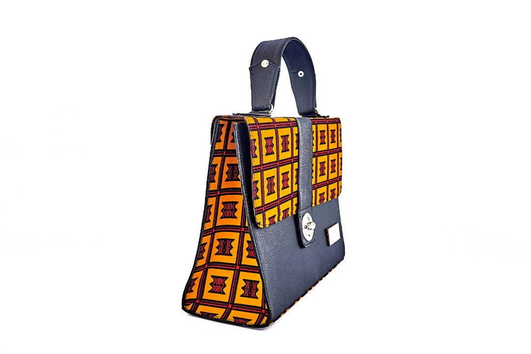Onika African Prints and Faux-Leather Handbag