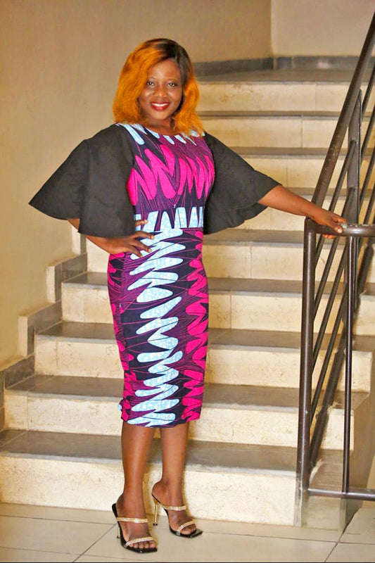 Brigitte African Prints Flared Sleeves Midi Dress