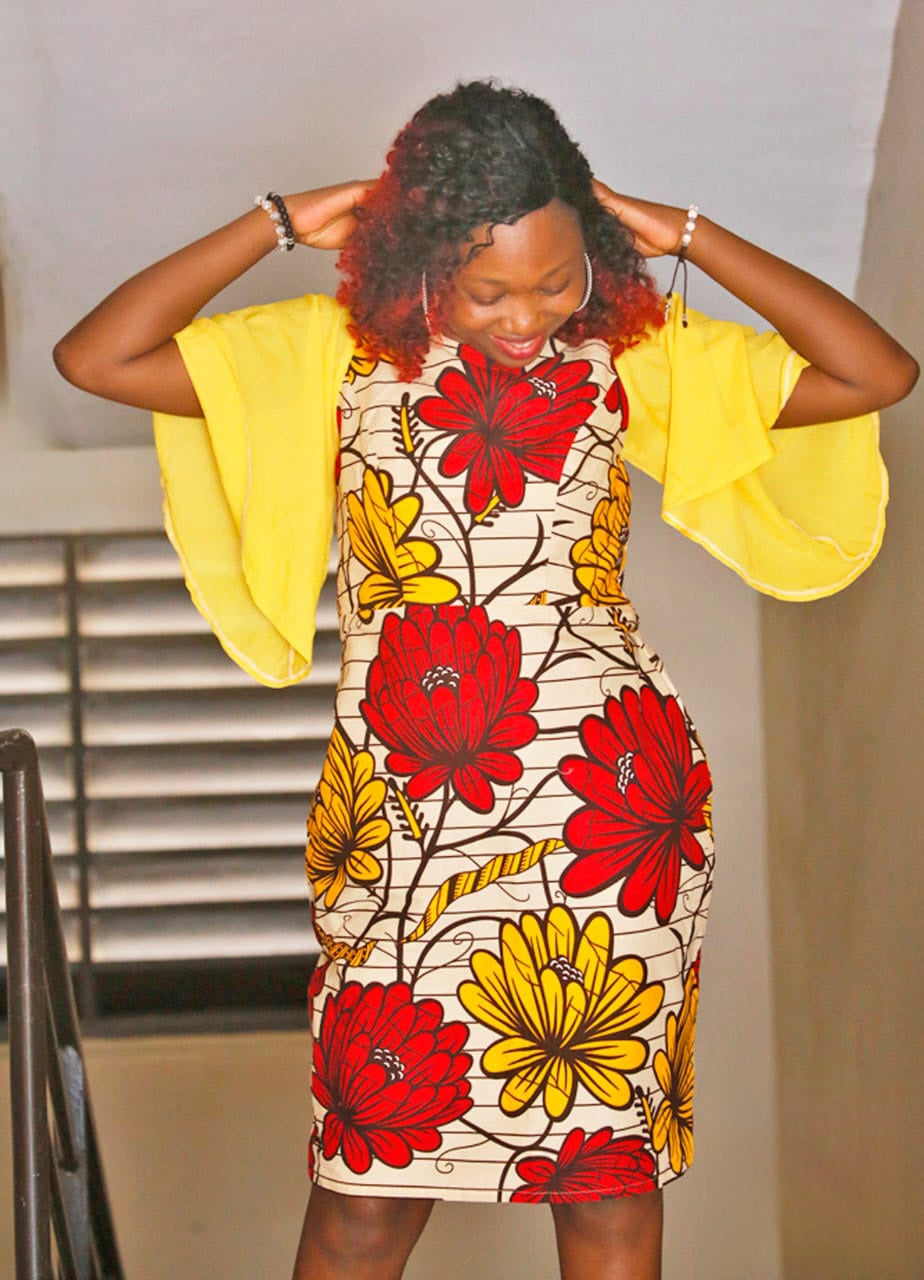Brigitte African Prints Flared Sleeves Midi Dress