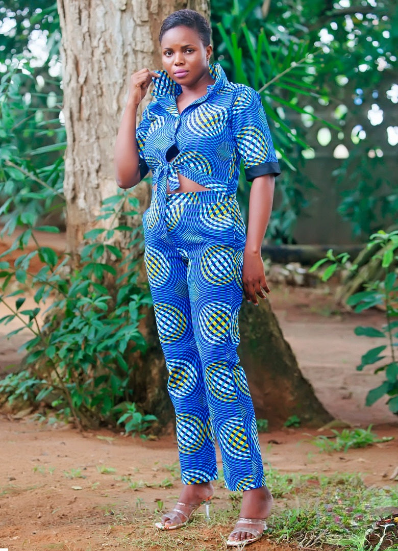 Dominique African Prints Crop Top and Pants Set