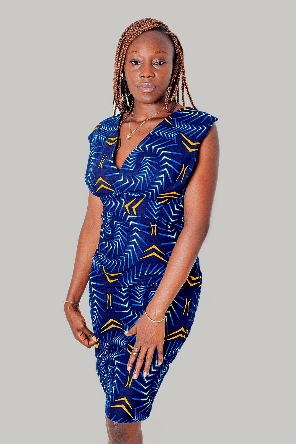 Taraji African Prints Cross Back Midi Dress
