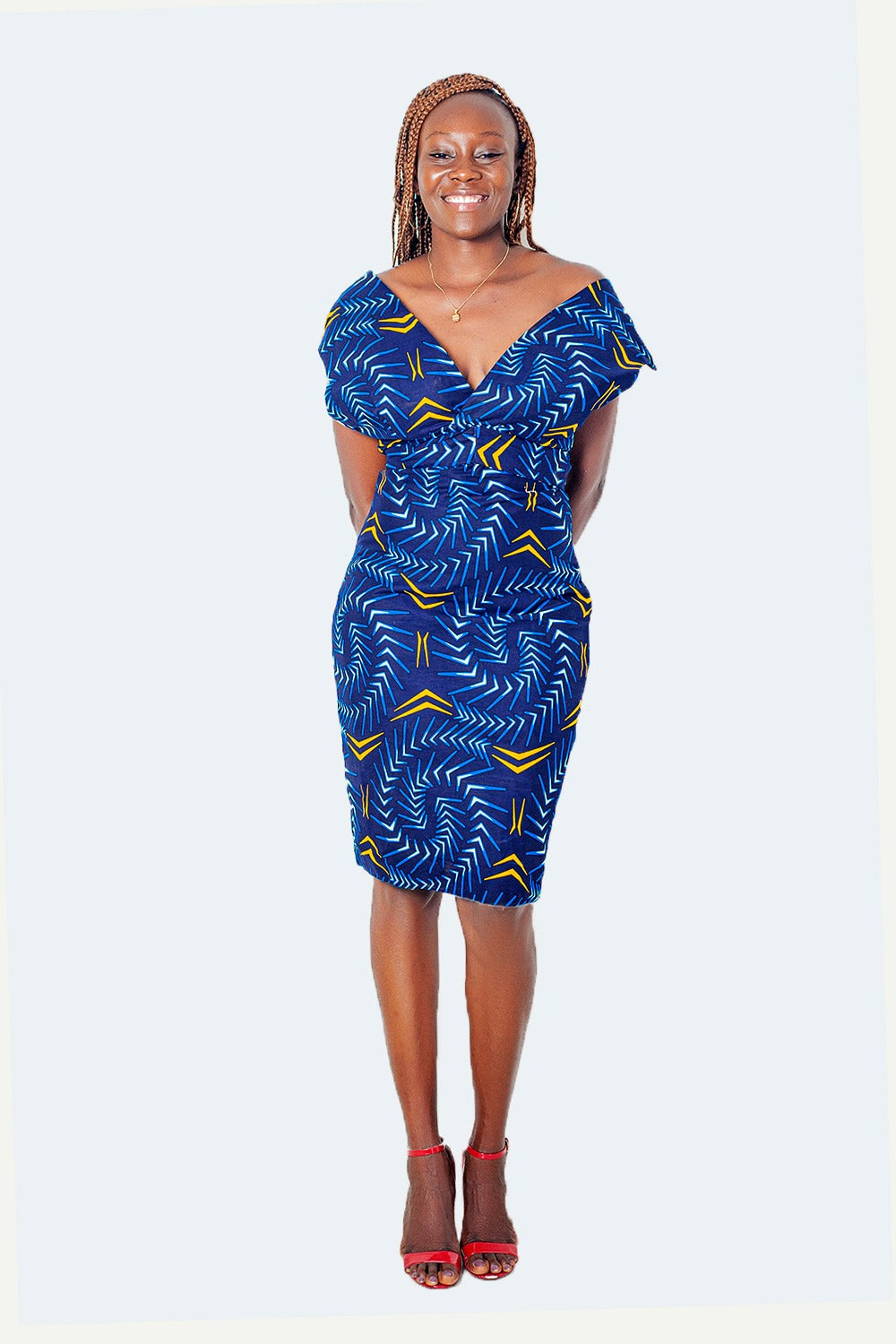 Taraji African Prints Cross Back Midi Dress